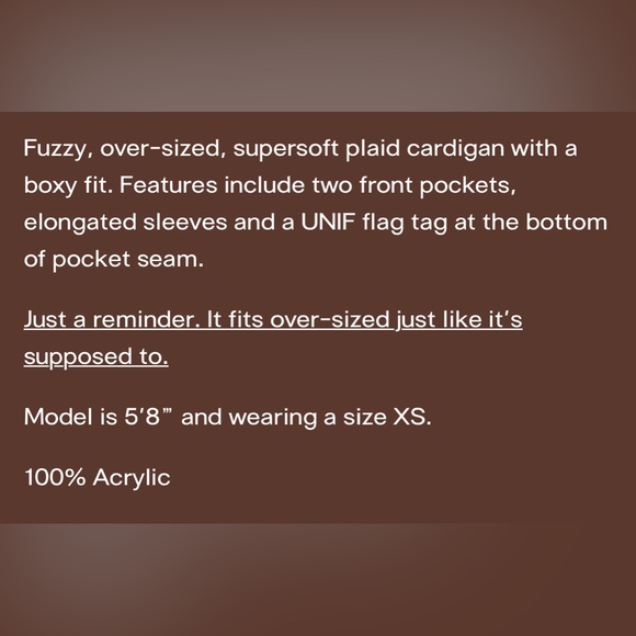 UNIF Fuzzy oversized boxy fit cardigan, Size S - Picture 9 of 9